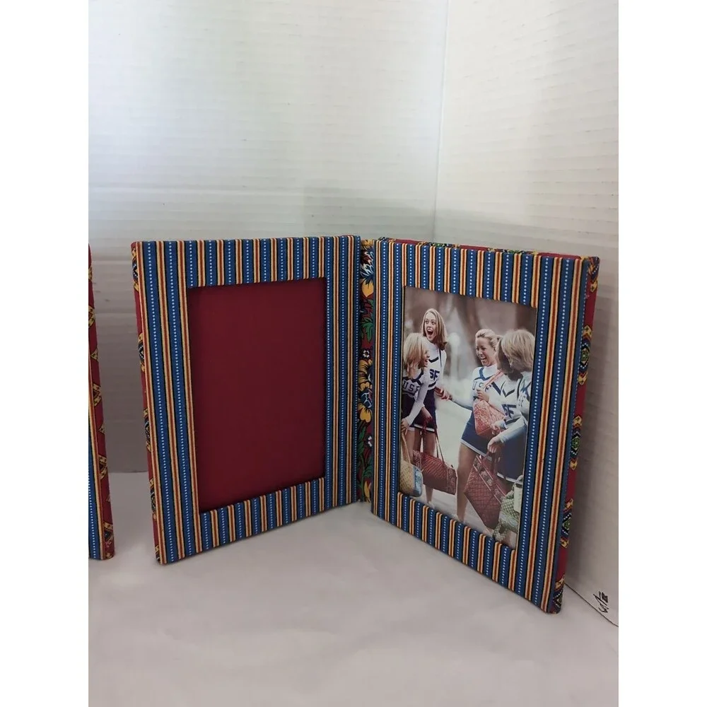 LOT OF 2 VERA BRADLEY Quilted Villa Red Double Photo Frame